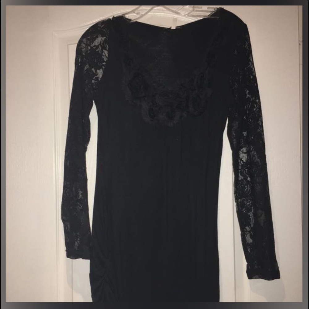 Black dress long sleeve with lace